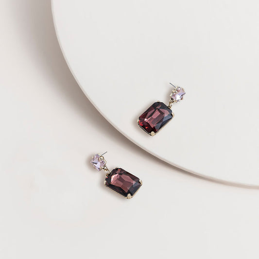Burgundy 2-Tone Vintage Gem Earrings