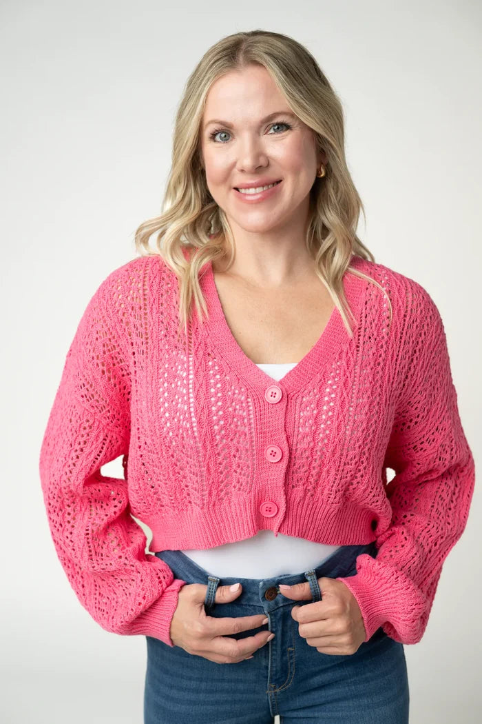Callie Cropped Cardigan - Pink