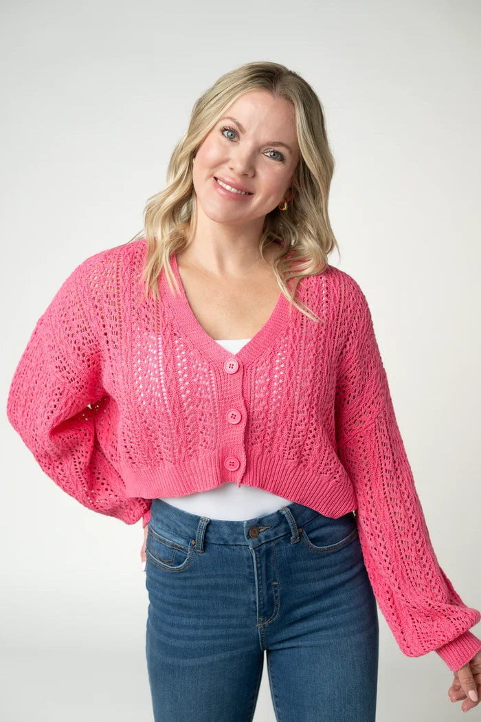 Callie Cropped Cardigan - Pink