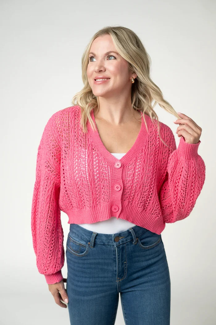 Callie Cropped Cardigan - Pink