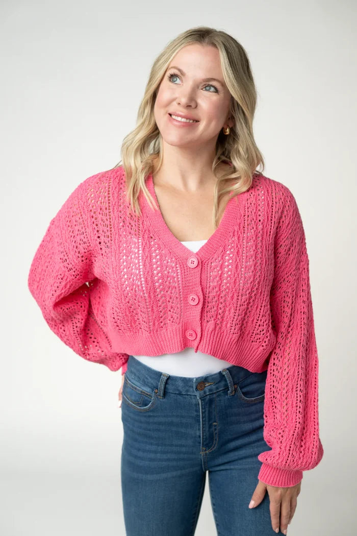 Callie Cropped Cardigan - Pink