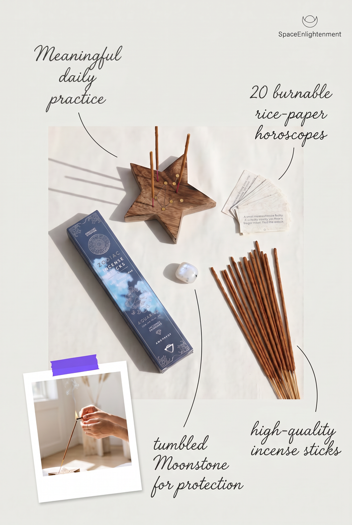 Cancer Zodiac Incense Sticks Moonstone Gemstone Crystal Giftset