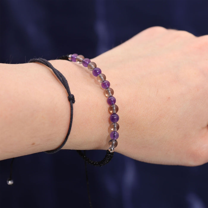 Capricorn Zodiac Crystal Candle with Amethyst and Smoky Quartz Bracelet Giftset