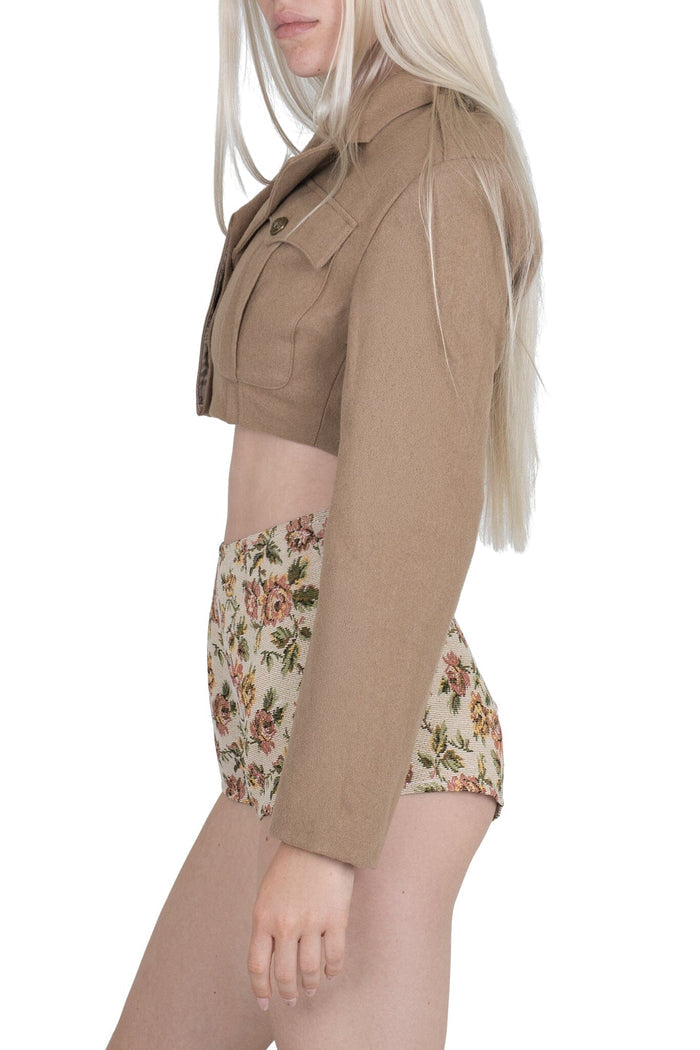 CHEEKZ-T SHORTS Beige Floral Tapestry