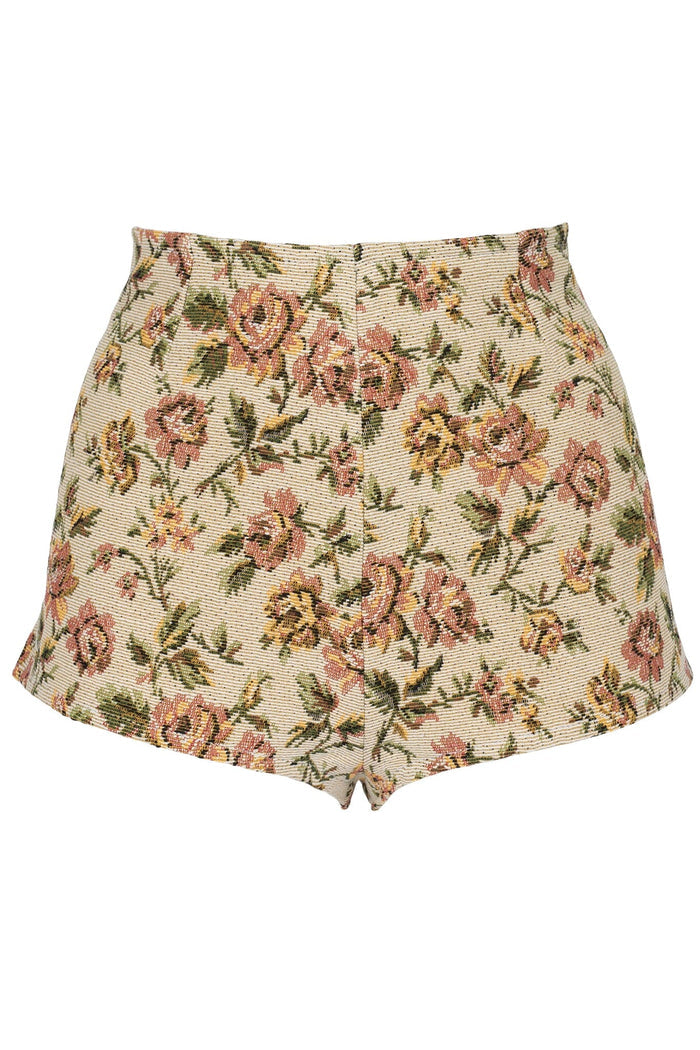 CHEEKZ-T SHORTS Beige Floral Tapestry