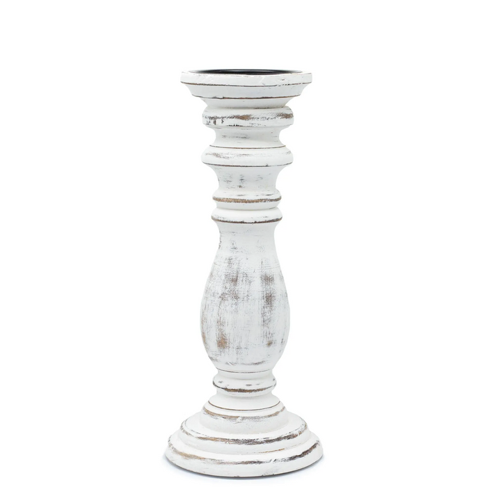 Classic Small Wooden Whitewash Candle Stand