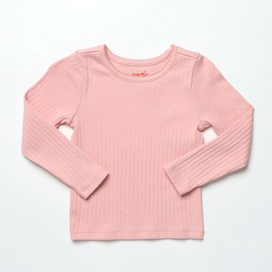 Coop Kids By Pink Chicken Long Sleeve Seesaw Rib Tee in Pink
