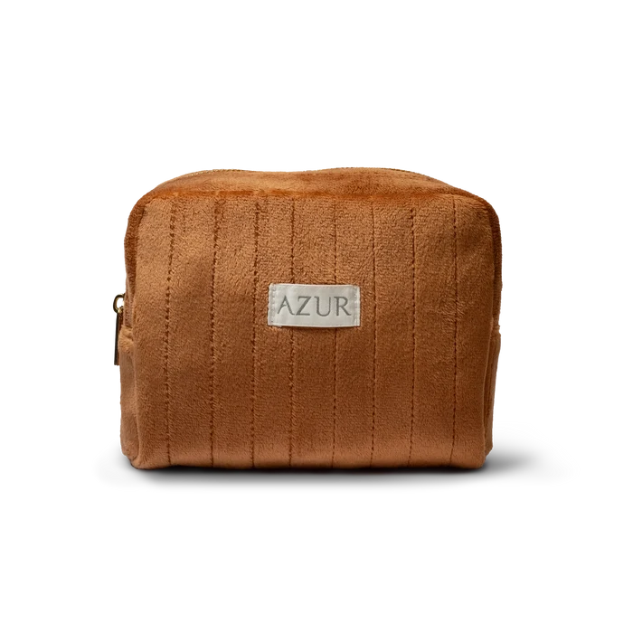 Brown textured pouch with 'AZUR' label on a white background