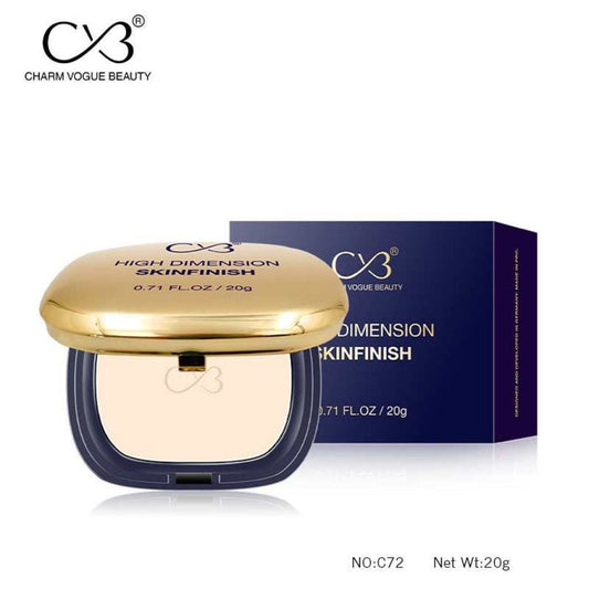 Charm Vogue Beauty high dimension skinfinish compact and packaging on a white background