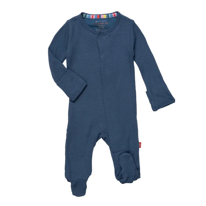 Dark Blue Waffle Footie 0-3mos