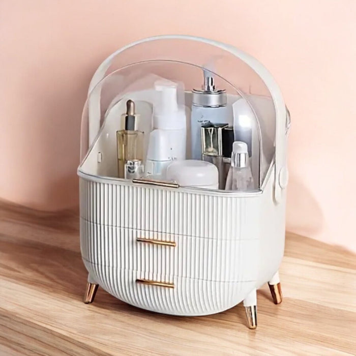 Dustproof Cosmetics Organizer - White. منظم مستحضرات التجميل المقاوم للغبار - أبيض - Princess Cosmetics Qatar