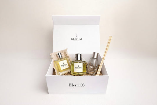 Elysia 03 For Her luxury Klivem gift box with reed diffuser 125ml, perfume 50ml and room spray 100ml