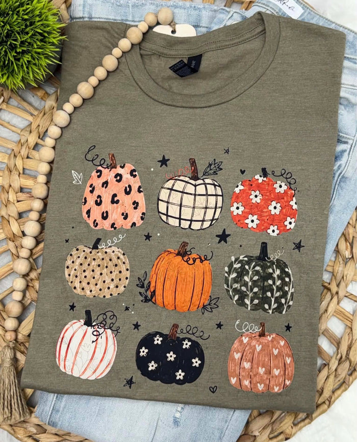 Fall Pattern Pumpkin Collage Tee