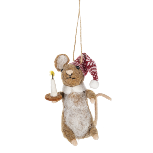 FELTED Bedtime Mouse Ornament