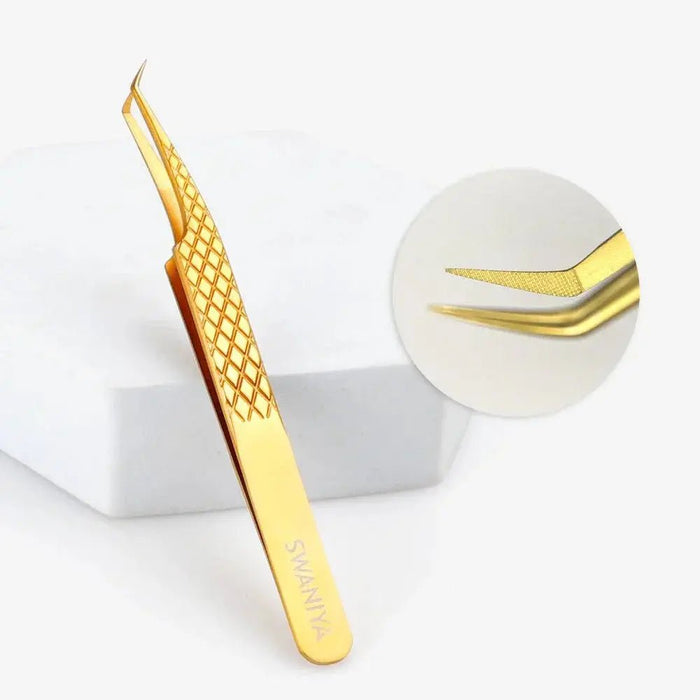 Fiber Tip Tweezers 45 degree F-SWG-04| Swaniya Lashes