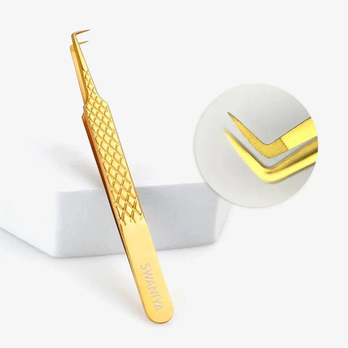 Fiber Tip Tweezers 90 degree F-SWG-01 for Volume Lashes| Swaniya Lashes