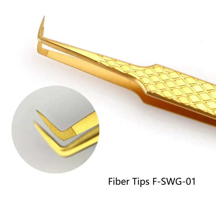 Fiber Tip Tweezers 90 degree F-SWG-01 for Volume Lashes| Swaniya Lashes