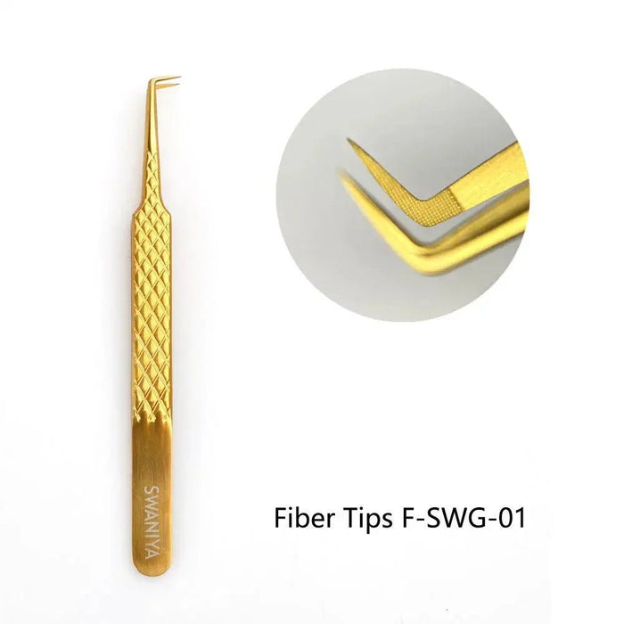 Fiber Tip Tweezers 90 degree F-SWG-01 for Volume Lashes| Swaniya Lashes