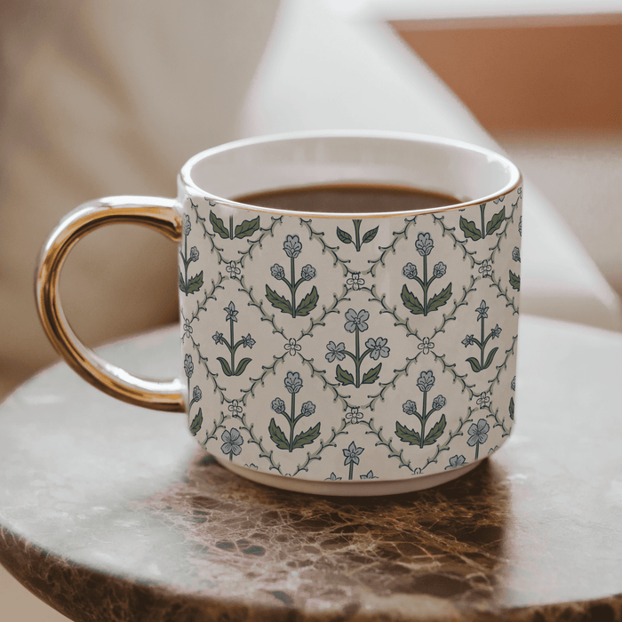 Floral Quilt 14 oz Coffee Mug - Olita Gifts & Goods