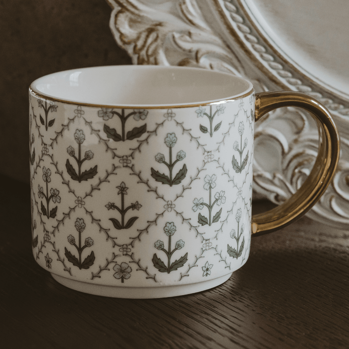 Floral Quilt 14 oz Coffee Mug - Olita Gifts & Goods