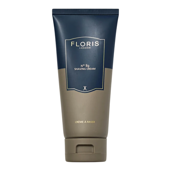 Floris London No. 89 barberkrem i tube med blå og olivengrønn design