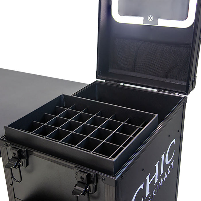 Foldable Rolling Manicure Table Case With LED Mirror, Chic By SkinAct