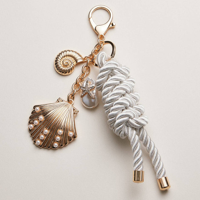 Frem White & Gold Seashell Knot Keychain/Bag Charm