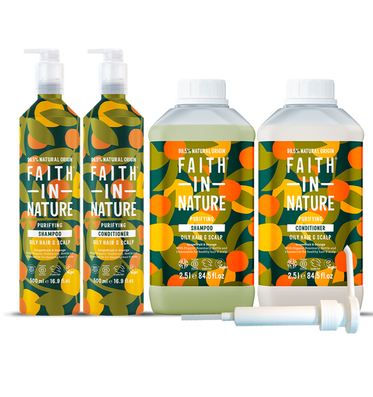 Faith In Nature Grapefruit & Orange Shampoo & Conditioner Aluminium Refill Set