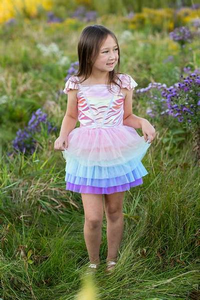 Great Pretenders Rainbow Ruffle Tutu Dress Pink/Multi 5-6