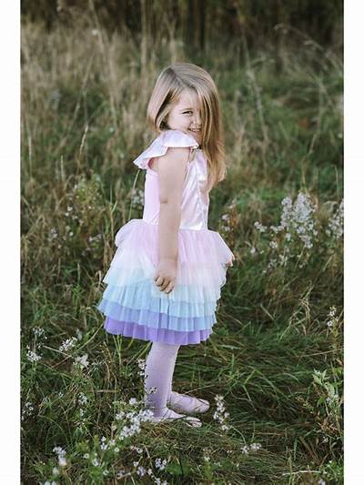 Great Pretenders Rainbow Ruffle Tutu Dress Pink/Multi 5-6