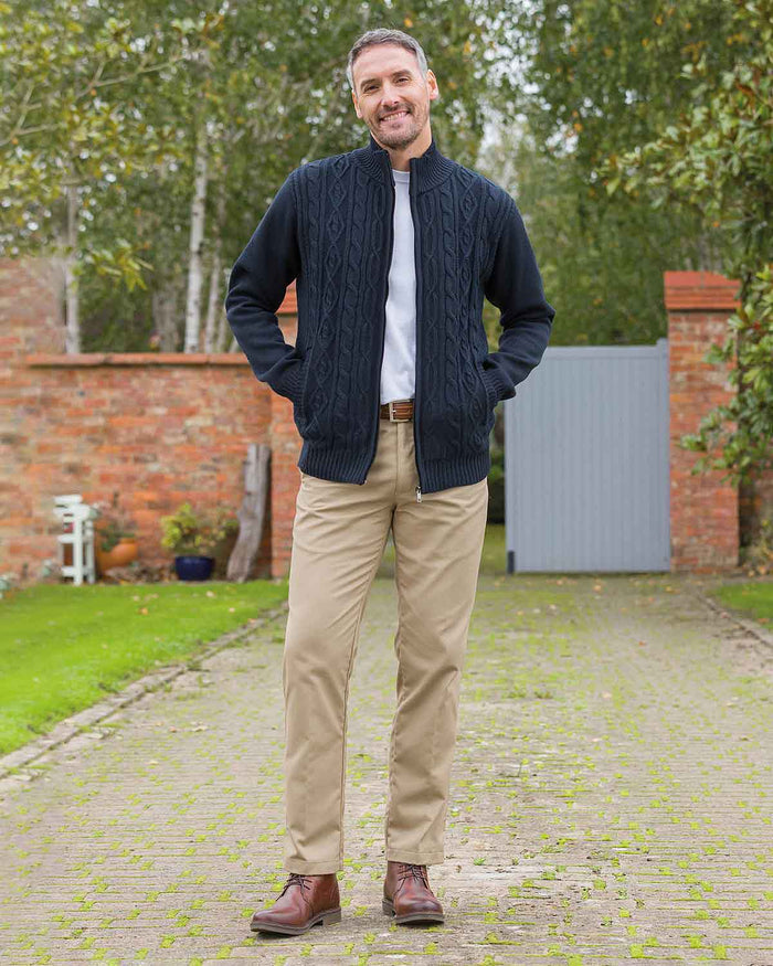 Hawley Cable Knit Fleece Lined Cardigan - Image 2 - Country Collection