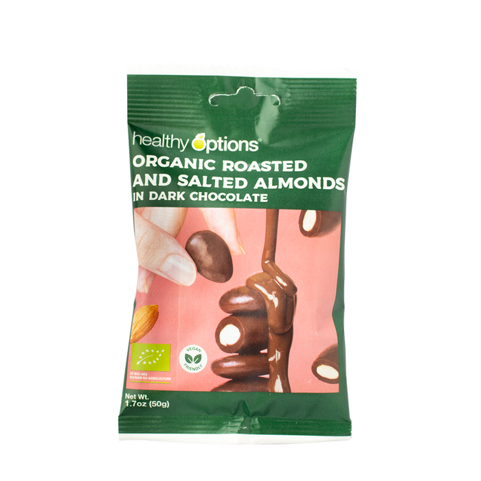 Healthy Options Organic Almonds in Dark Chocolate 50g
