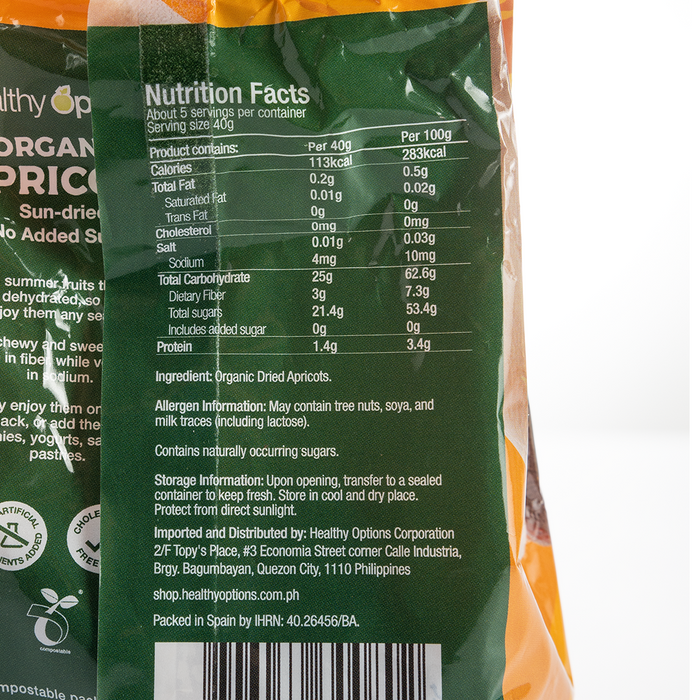 Healthy Options Organic Apricots 200g