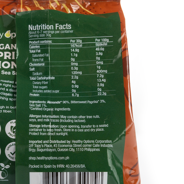 Healthy Options Organic Paprika Almonds with Sea Salt 200g