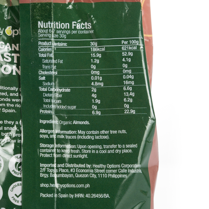 Healthy Options Organic Roasted Almonds 200g