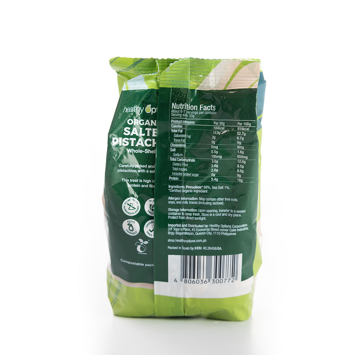 Healthy Options Organic Salted Whole-Shelled Pistachios  200g
