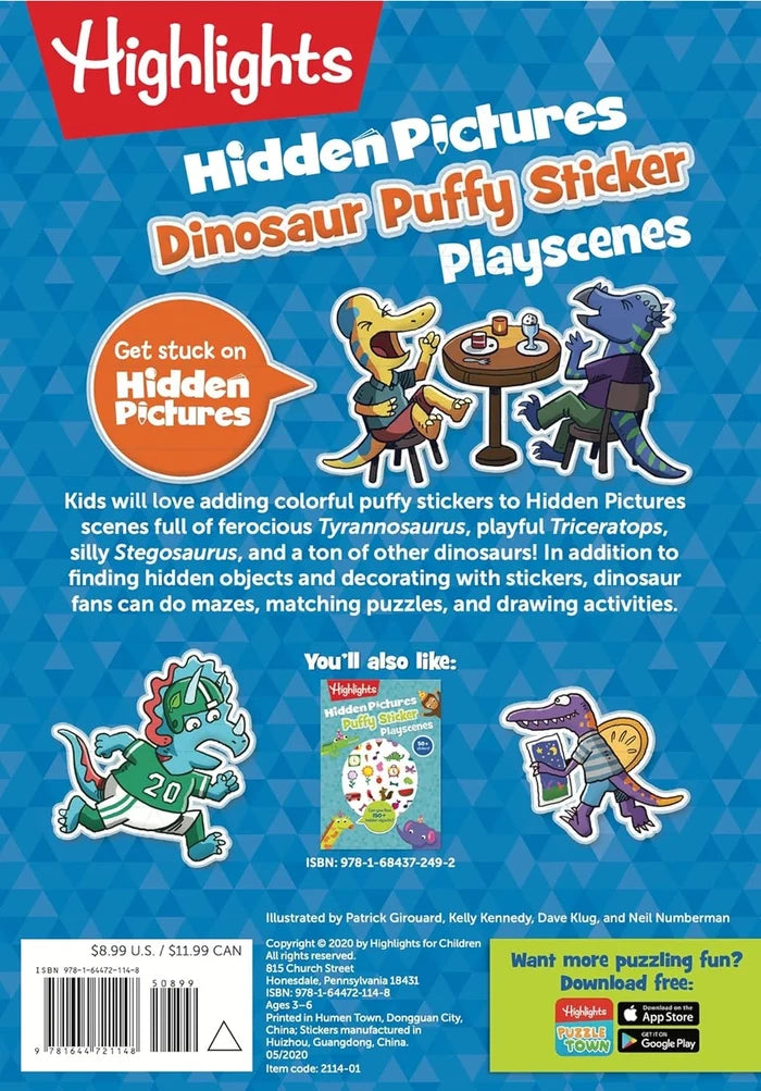 Highlights Dinosaur Hidden Pictures Puffy Sticker Playscenes