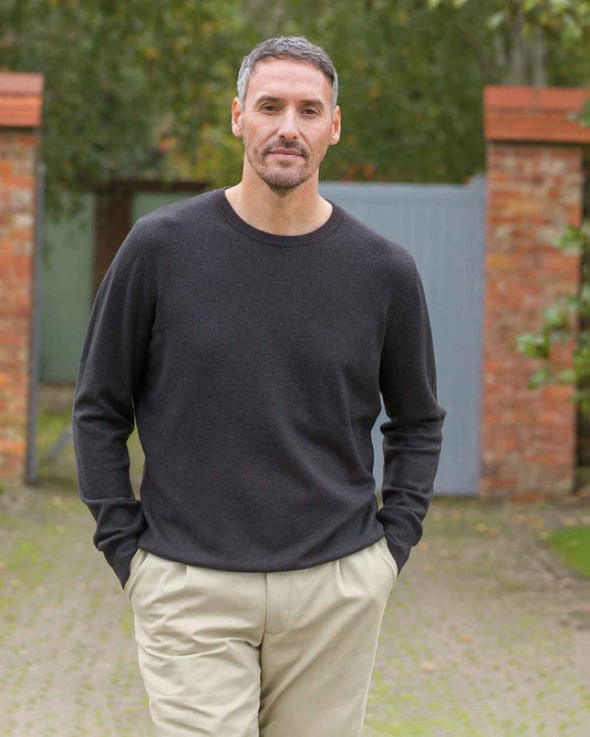 Holbury Cashmilon Crew Neck Jumper - Charcoal - Country Collection