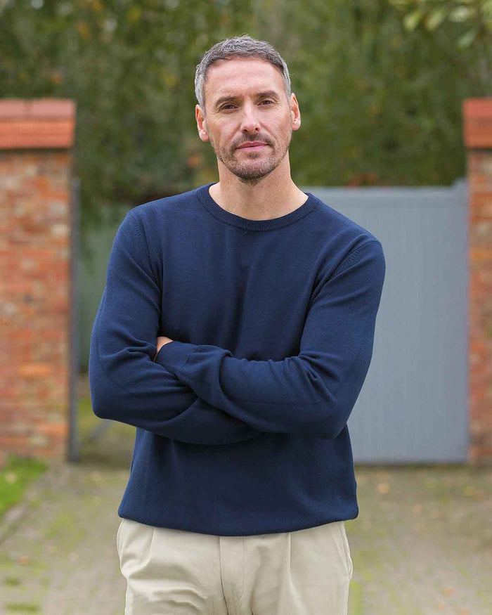 Holbury Cashmilon Crew Neck Jumper - Navy - Country Collection