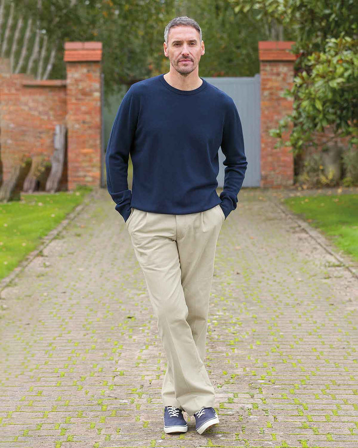 Holbury Navy Cashmilon Crew Neck Jumper - Image 2 - Country Collection