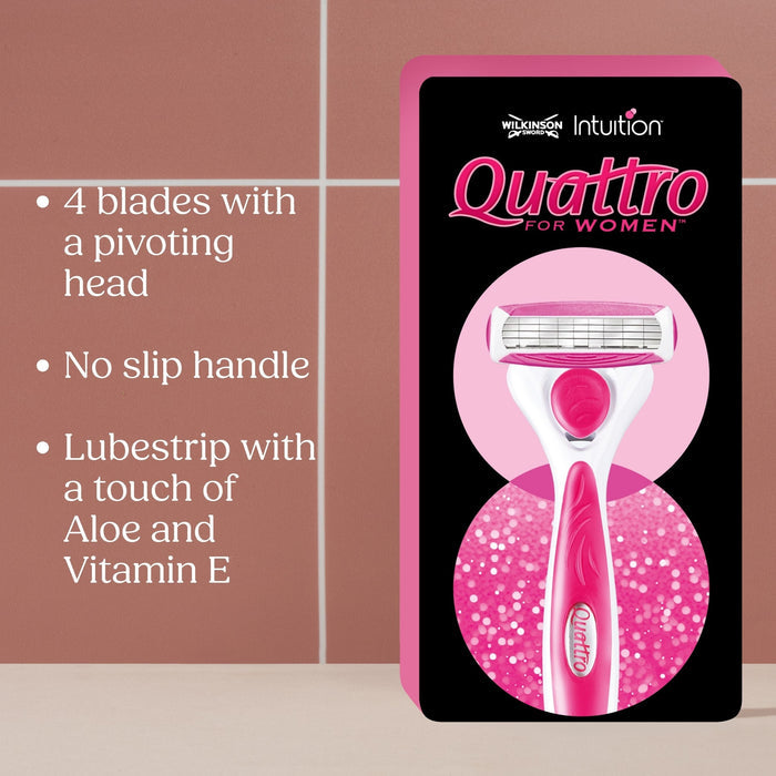 Intuition Quattro For Women Rose Gold Razor + 5 Blades Refills