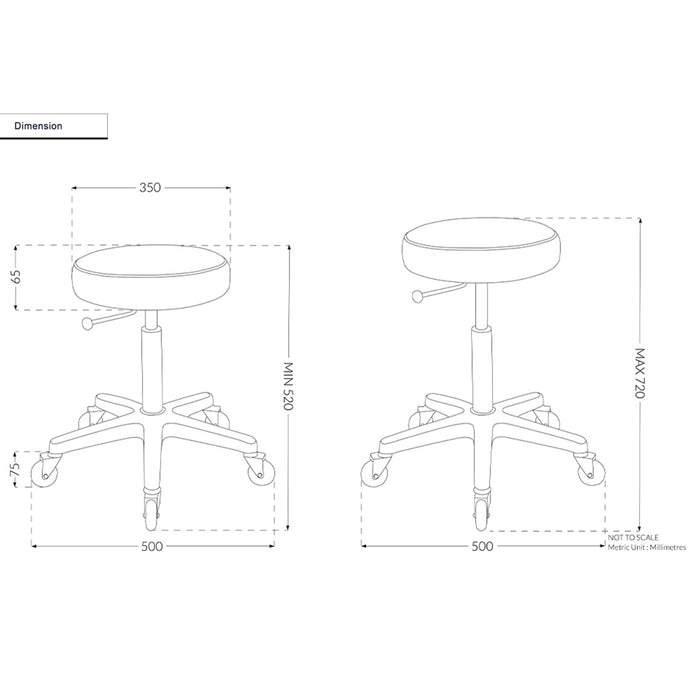 Joiken Turbo Stool - Chrome Base - Click'n'Clean Castor Wheels - Forest Green