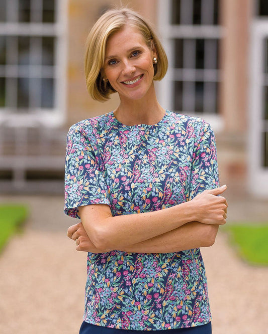 Katie Floral Short Sleeve Cotton Top - Country Collection