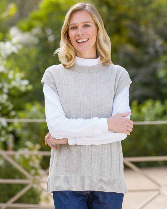 Keira Grey Chunky Knit Lambswool Slipover - Country Collection