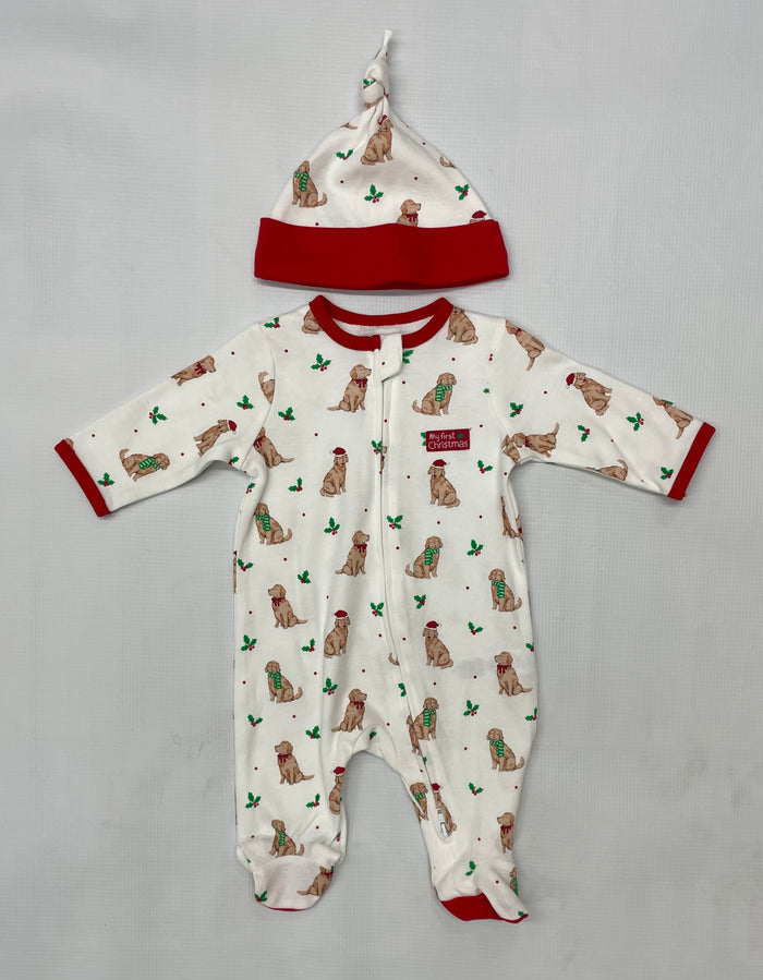 Little Me Festive Pups Footie