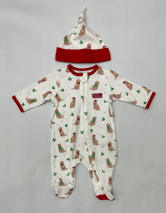 Little Me Festive Pups Footie