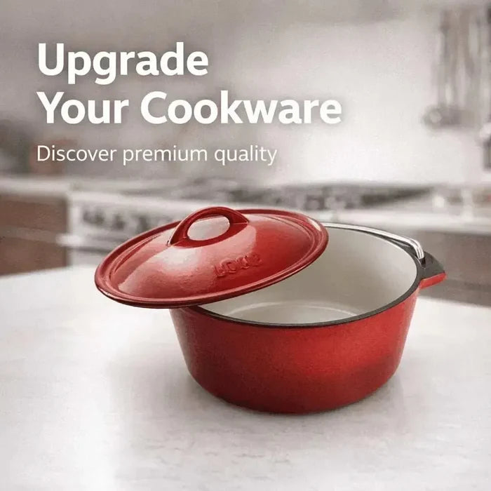 LK Flat Potjie Bake Pot 5L - RED Enamel(#12) * Facebook Ad