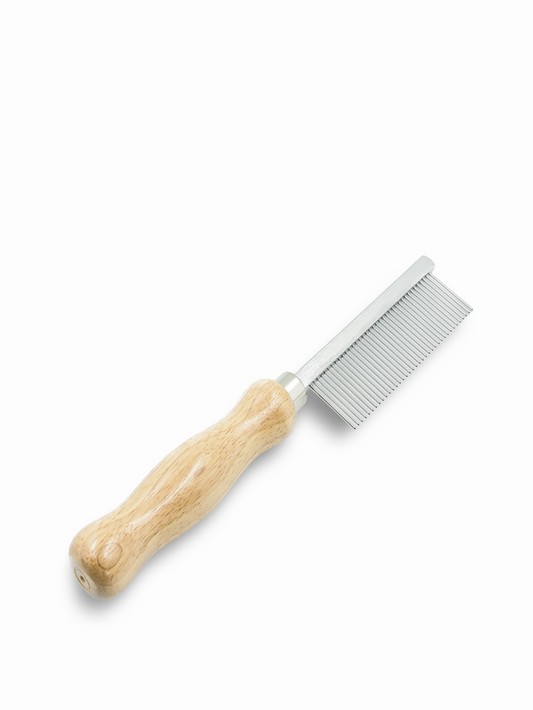 Metal Comb with Wooden Handle