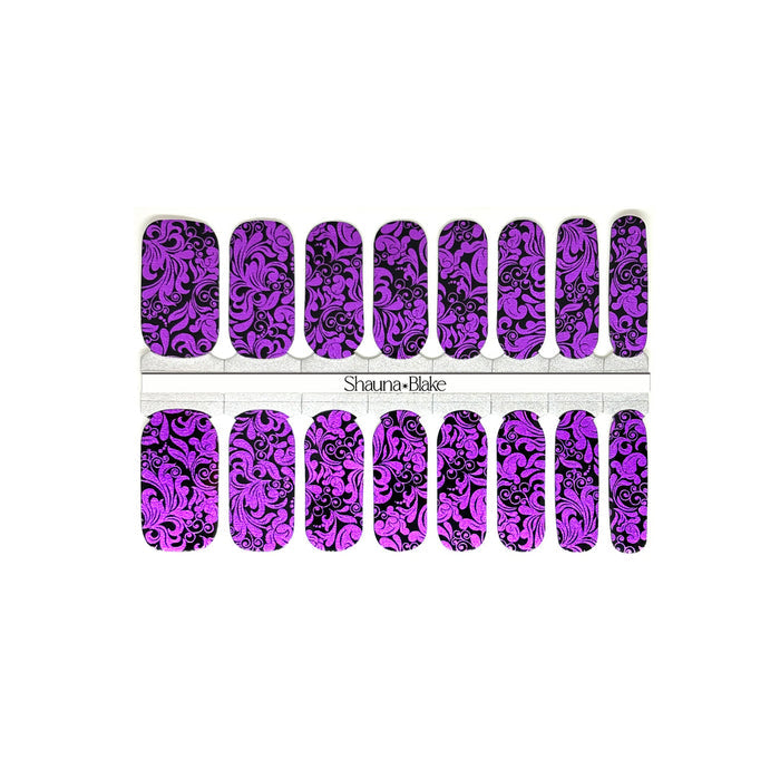 Metallic Purple Damask Exclusive Design Nail Wraps (FOIL)