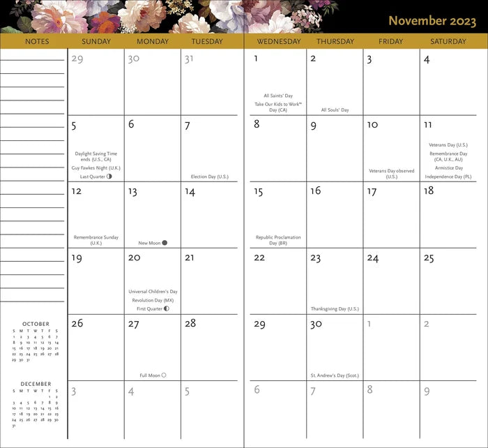 Midnight Floral Year Pocket Planner